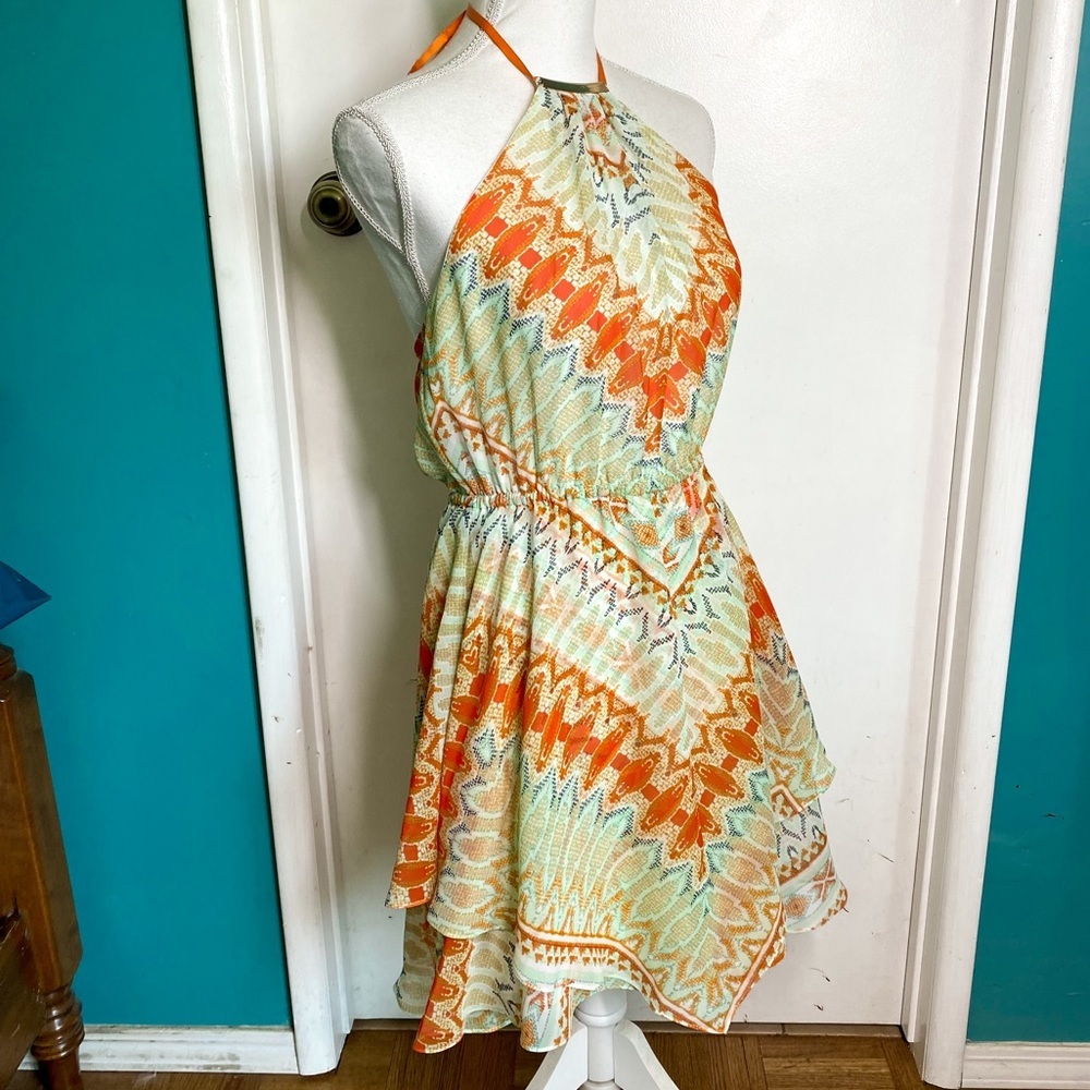 bebe Paisley Halter Dress S